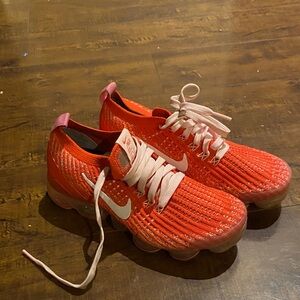 Nike Women's VAPORMAX Bright Orange Knit Sneakers with White Swoosh